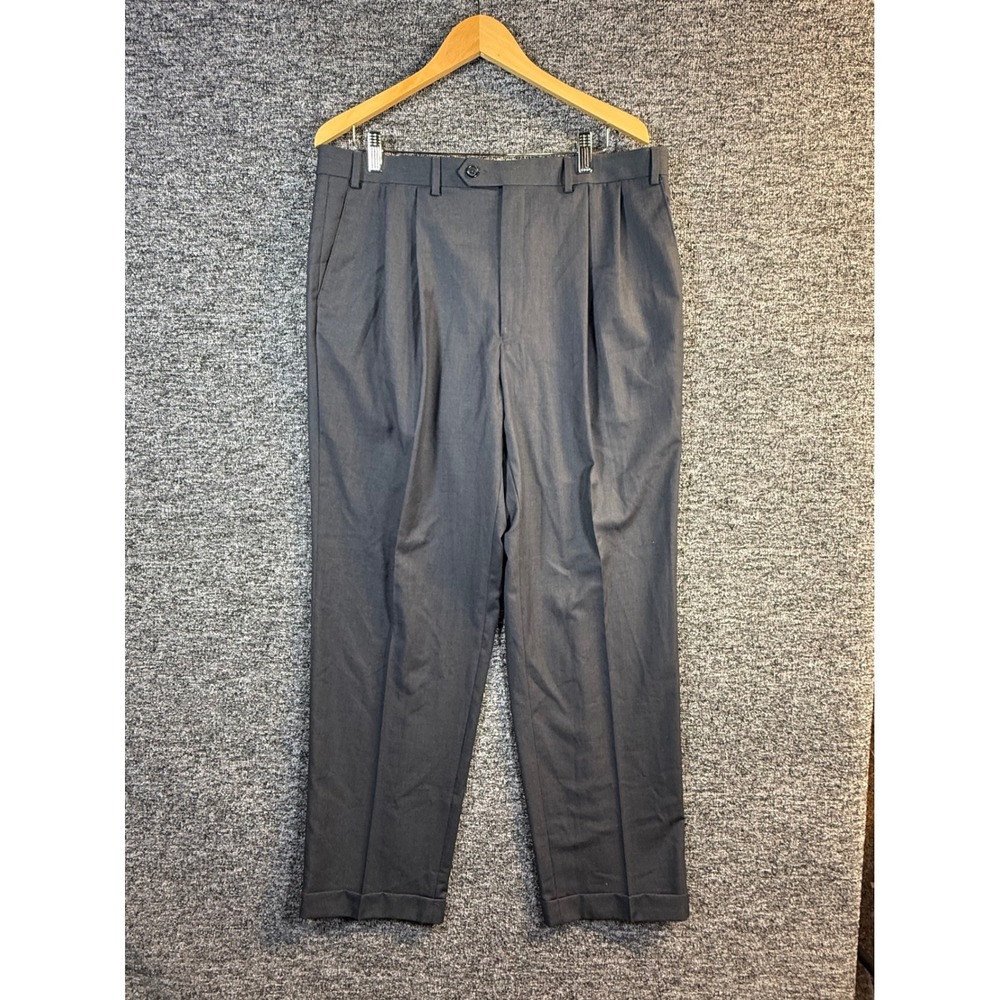 Lauren Ralph Lauren Mens Charcoal Gray Pleated Cuffed Dress Pants 38W x 32L NEW
